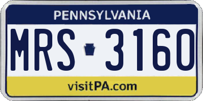 PA license plate MRS3160