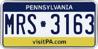 PA license plate MRS3163