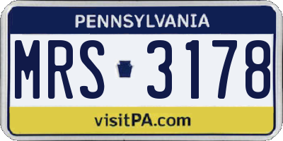 PA license plate MRS3178