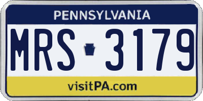 PA license plate MRS3179