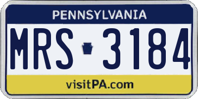 PA license plate MRS3184