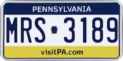 PA license plate MRS3189