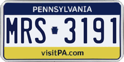 PA license plate MRS3191