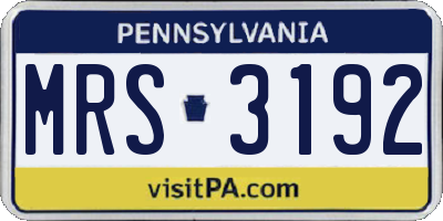 PA license plate MRS3192