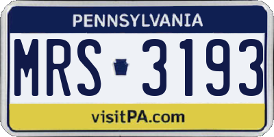 PA license plate MRS3193