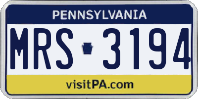 PA license plate MRS3194