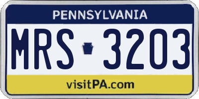 PA license plate MRS3203