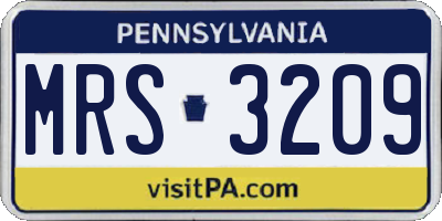 PA license plate MRS3209