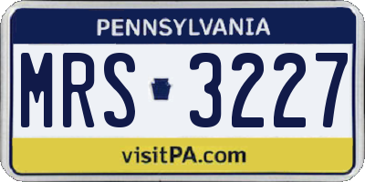 PA license plate MRS3227