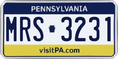 PA license plate MRS3231