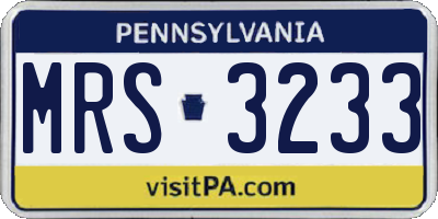 PA license plate MRS3233