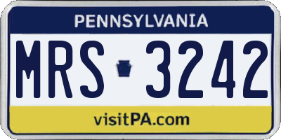 PA license plate MRS3242