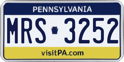 PA license plate MRS3252