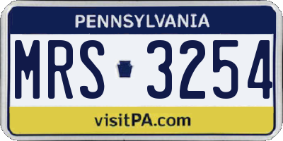 PA license plate MRS3254