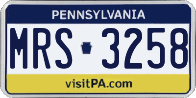 PA license plate MRS3258