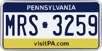 PA license plate MRS3259