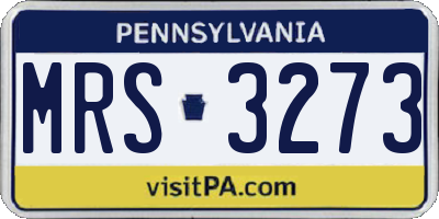 PA license plate MRS3273
