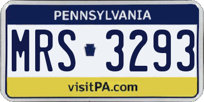 PA license plate MRS3293