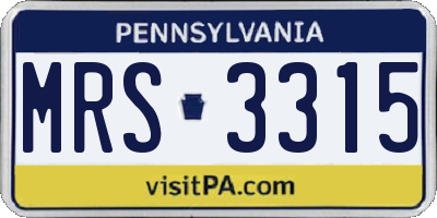 PA license plate MRS3315