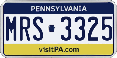 PA license plate MRS3325
