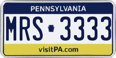 PA license plate MRS3333