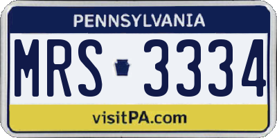 PA license plate MRS3334