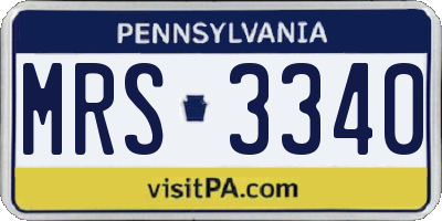 PA license plate MRS3340