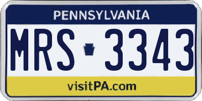 PA license plate MRS3343