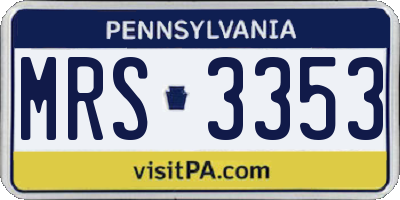 PA license plate MRS3353