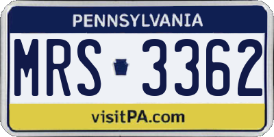 PA license plate MRS3362