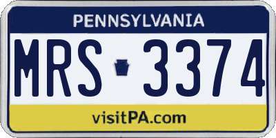 PA license plate MRS3374