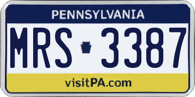 PA license plate MRS3387