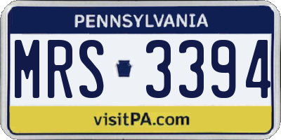 PA license plate MRS3394