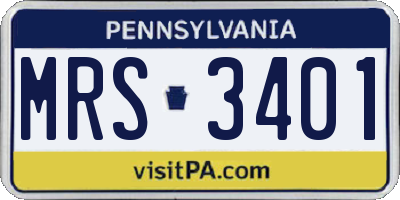 PA license plate MRS3401