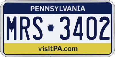 PA license plate MRS3402