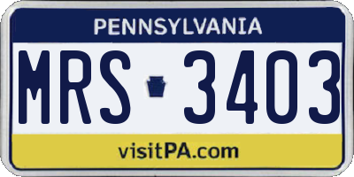 PA license plate MRS3403