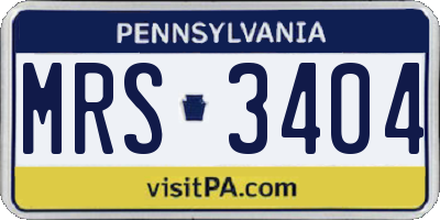 PA license plate MRS3404