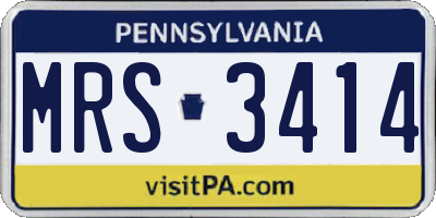 PA license plate MRS3414