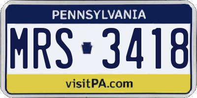 PA license plate MRS3418