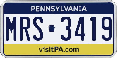 PA license plate MRS3419