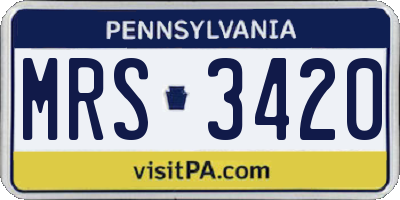 PA license plate MRS3420