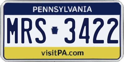 PA license plate MRS3422