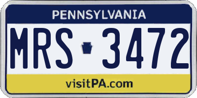 PA license plate MRS3472