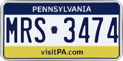PA license plate MRS3474