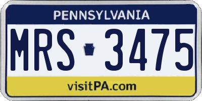 PA license plate MRS3475