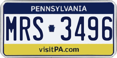 PA license plate MRS3496