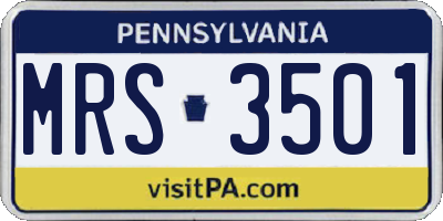 PA license plate MRS3501
