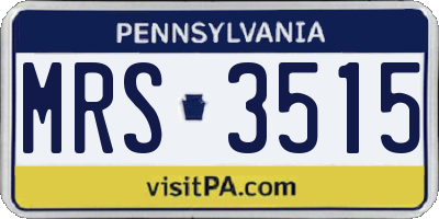 PA license plate MRS3515