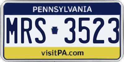 PA license plate MRS3523