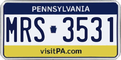 PA license plate MRS3531